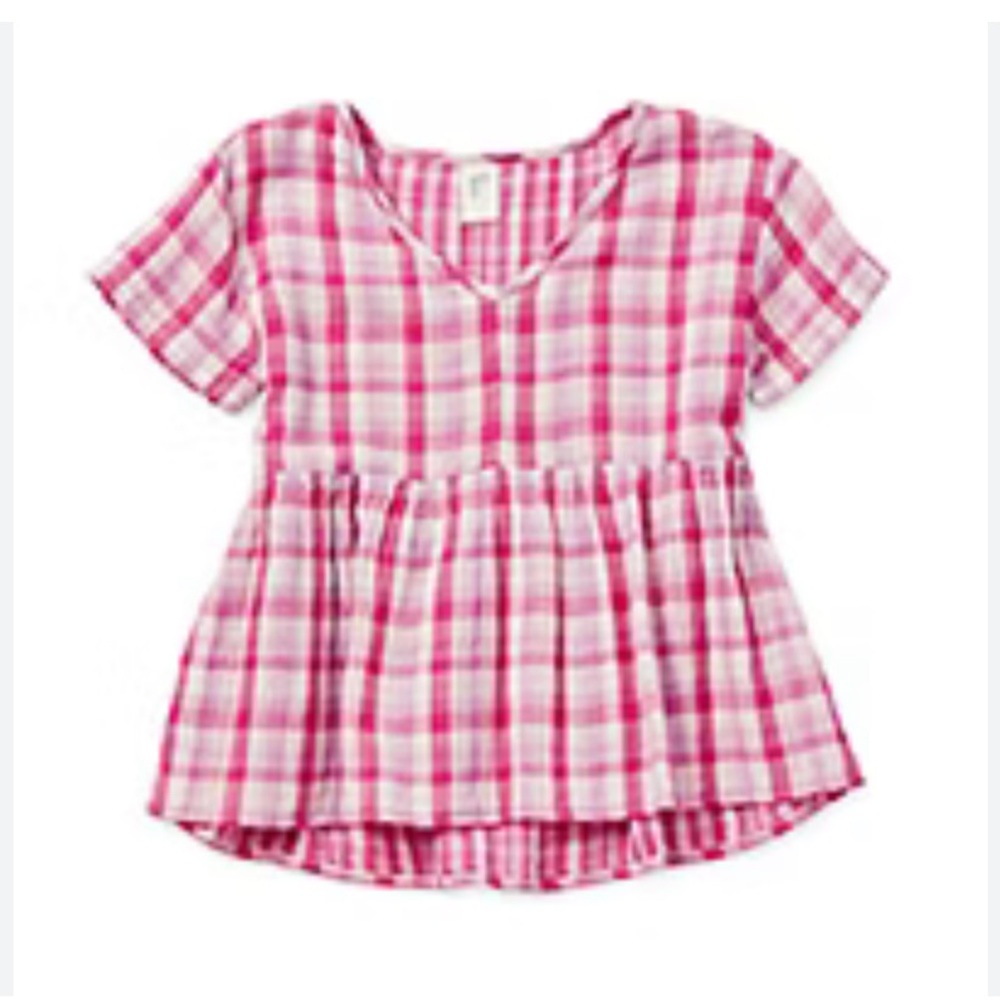 (Y) Thereabouts Little & Big Girls V Neck Short Sleeve Blouse